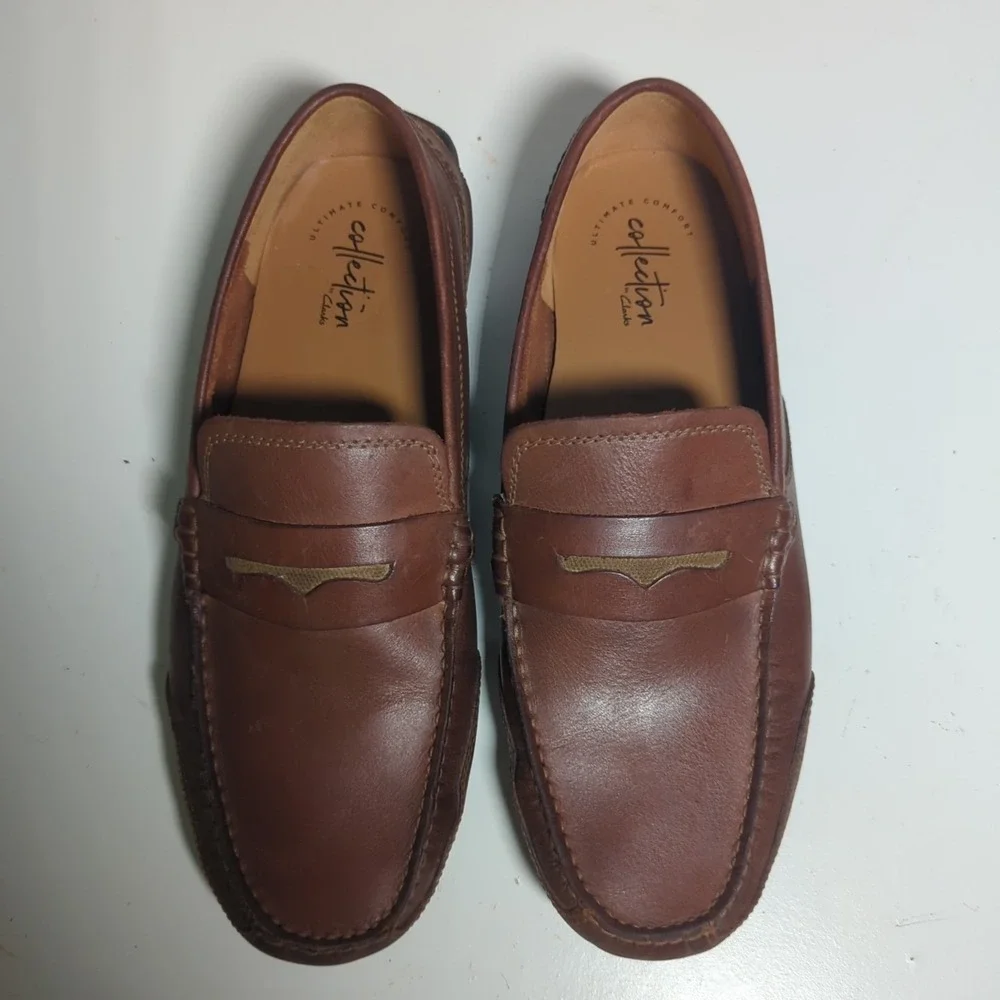 Clarks Collection Men's Wyatt Penny Driver Loafers Moccasin‎ Shoes Brown Sz 10 M